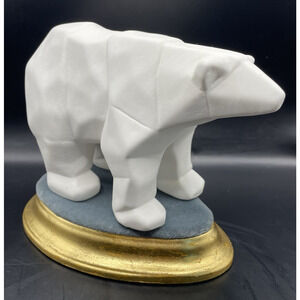Ceramic Geometric Cubist Abstract Art Polar Bear Figurine